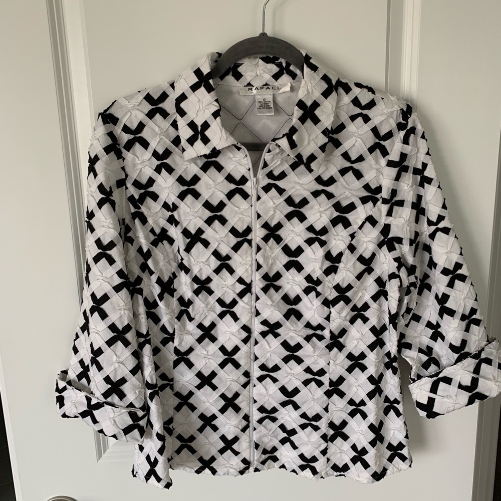 Rafael black and white Jacket 3/4 sleeve size 10